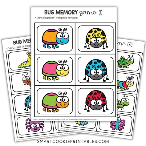 3 Bug Memory Matching Games (Free Printable) - Smart Cookie Printables