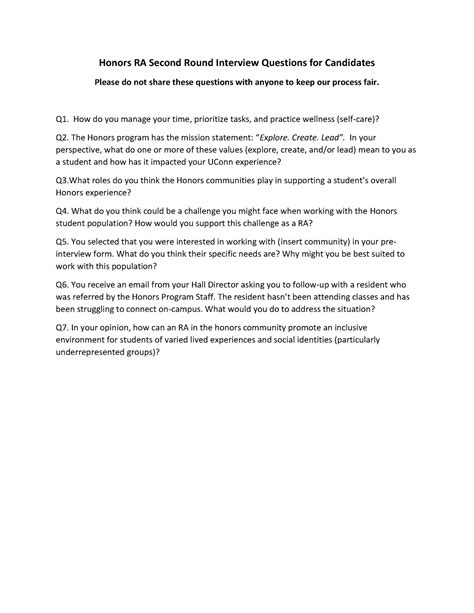 Honors RA Second Round Interview Questions for Candidates - Q1. How do you manage your time ...