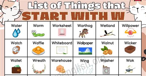 Things that Start with W: A Fun and Complete List - Love English