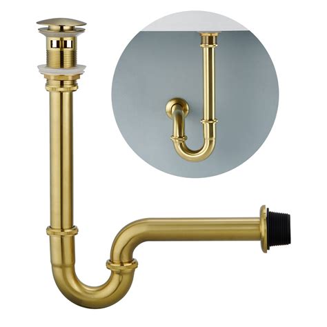 Amazon.com: Heixutas Brass P Trap with Bathroom Sink Stopper : 1-1/4 ...
