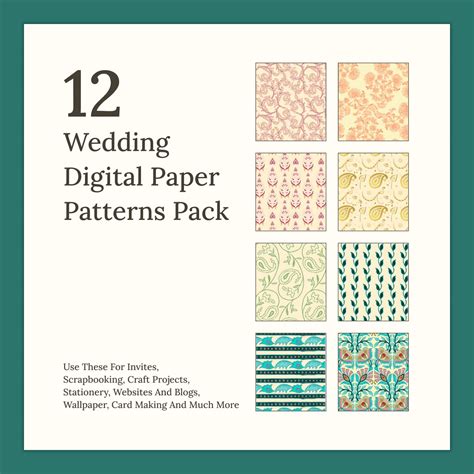 12 Wedding Digital Paper Patterns Pack – MasterBundles