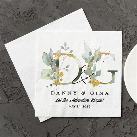 Amazon.com | Personalized Wedding Cocktail Napkins, Custom Dinner ...