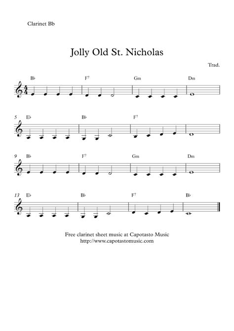 Easy Sheet Music For Beginners: Jolly Old St. Nicholas - Free Christmas ...
