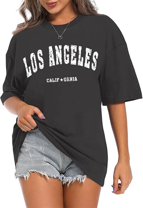 Cute Los Angeles Shirts for Women Boyfriend Oversized Graphic Tees for ...