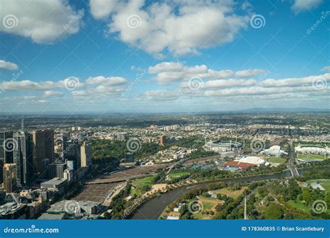 Aerial View Melbourne Urban Area Stock Image - Image of victoria, yarra ...