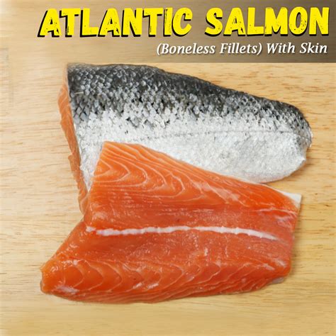 Atlantic Salmon Boneless Fillets (With Skin) Nt. Wt. 170-200g (1 pc ...