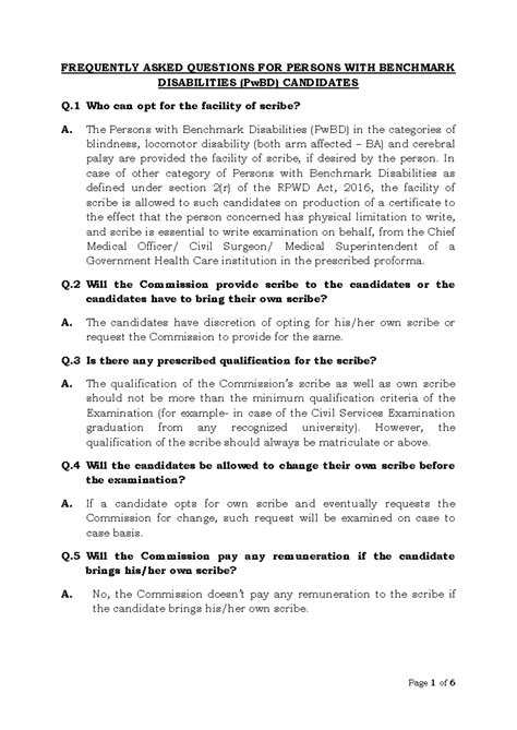 FAQ on Scribe and Compensatory Time for PwBD Candidates - Studocu