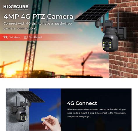 HIXECURE 4MP 4G Solar PTZ Camera, Wireless Outdoor Security Camera with ...