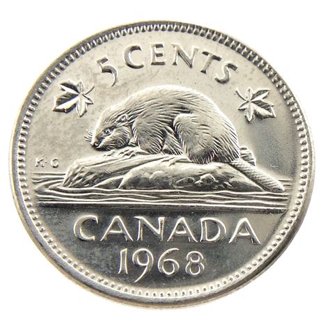 1968 Canada Five 5 Cents Nickel Uncirculated New Canadian Coin New ...