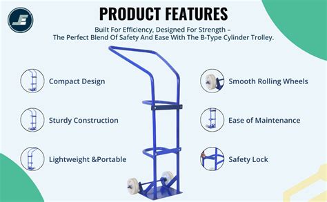 SE B-Type (Small) Cylinder Trolley, 80 x 20 x 18 cm - Compact & Durable ...
