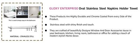 Gloxy Enterprise 24 Inch Wall Mounted Stainless Steel Bathroom Towel ...