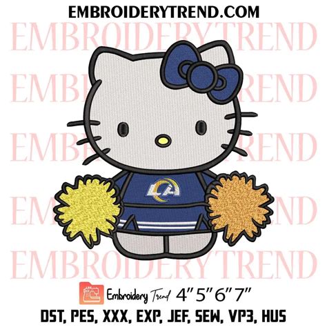 Hello Kitty Cheerleader Los Angeles Rams Embroidery Design, Football ...