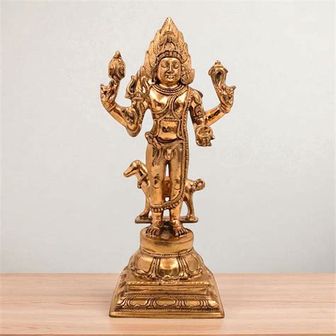 Lord kal Bhairav Shiva standing with dog Blessing Panchaloha idol - 13 ...