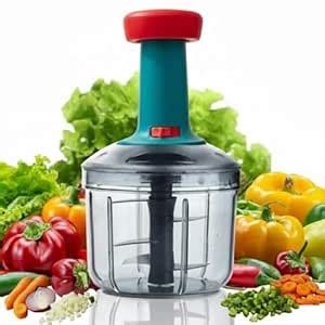 LIVORA HOME Manual Hand Push Food Chopper 1100 ml with 5 Stainless ...