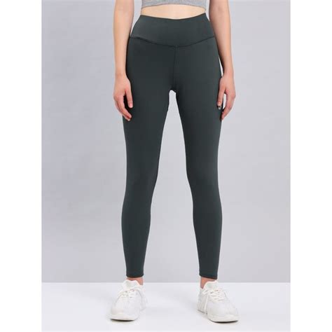 Buy Technosport Green Solid Skinny Fit Tights Online