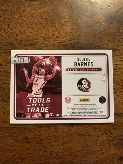 Scottie Barnes 2022-23 Chronicles Tools Of The Trade Triple Jersey /99 ...