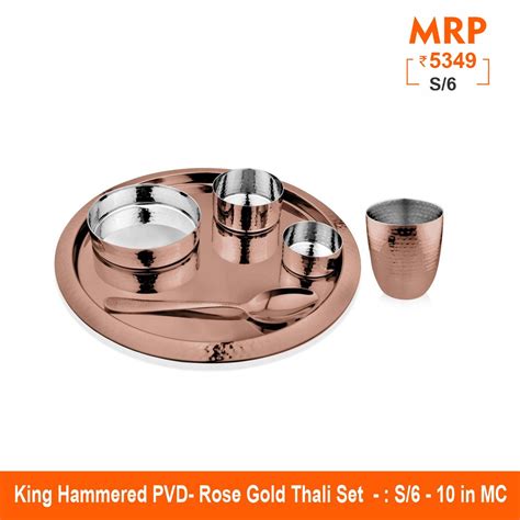 Hammered Rose Gold Thali Set with PVD Coating - King – shriandsamindia
