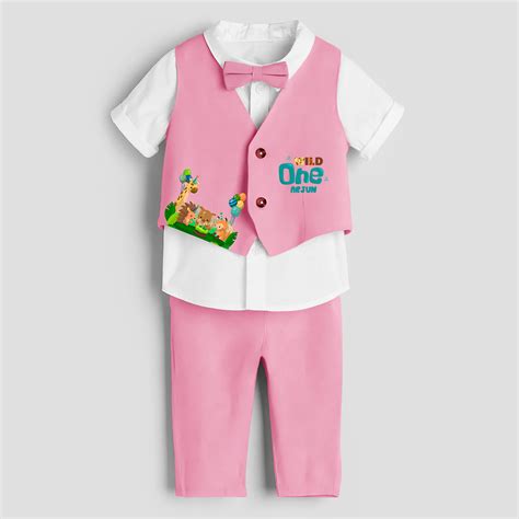First Year Jungle Themed Customized Waist Coat With Name For Kids ...