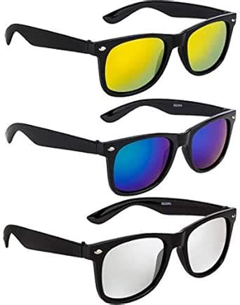 Buy NuVew Combo Pack of 3 Unisex Sunglasses With Pouch - (Multi-Colored ...