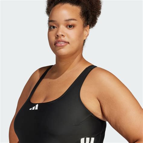 adidas 3-Stripes C-Back Swimsuit (Plus Size) - Black | Free Shipping ...