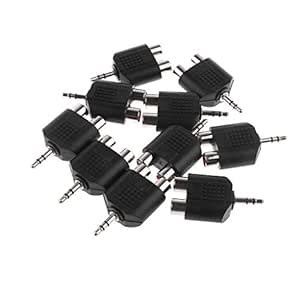 EN-VOLANT 10x 3.5mm Stereo Male Plug to 2RCA Female Jack Splitter Audio ...