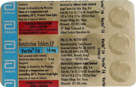 Vertin 16 Tablet: Uses, Side Effects, Price, Dosage & More Info - PharmEasy