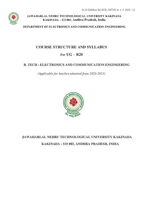 ECE 4-1 CS Syllabus UG R20 - R-20 Syllabus for ECE, JNTUK w. e. f. 2020 ...