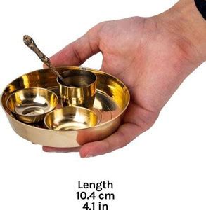 Riddhi Eenterprises Brass Laddu Gopal Bhog Thali Set with 2 Katori, 1 ...