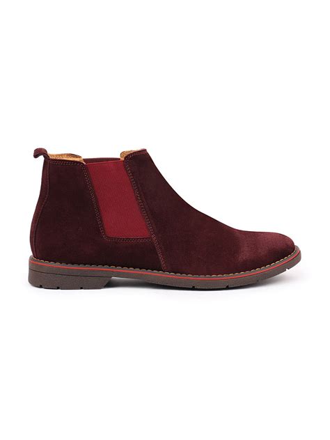 Buy Men Cherry Suede Leather Outdoor Everyday High Ankle Classy Chelsea ...