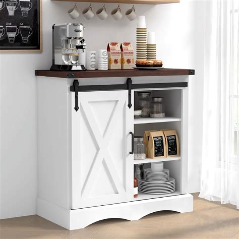HOMFAMILIA Upgraded 32"H Farmhouse Coffee Bar Cabinet w/Storage ...