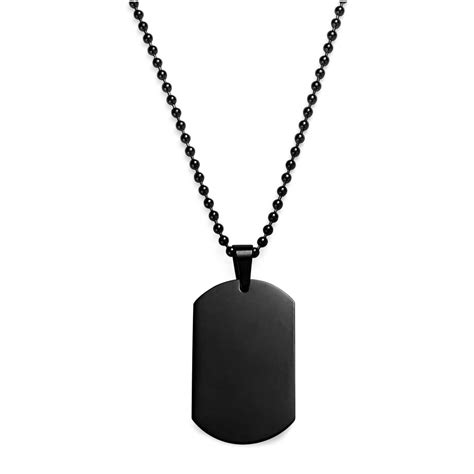 Buy fabula Jewellery Black Stainless Steel Army Dog Tag Pendant with ...