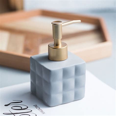 FabSeasons Grey Ceramic Soap Dispenser, 220ML freeshipping - FABSEASONS