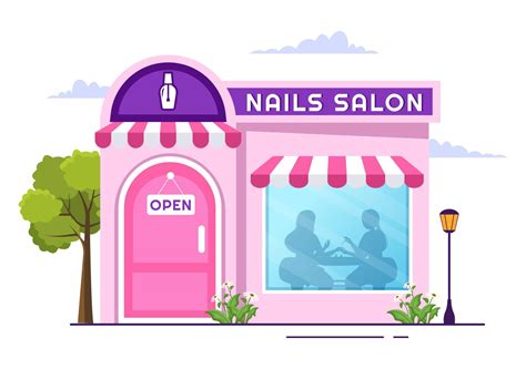 Nail Polish Salon Template Hand Drawn Cartoon Flat Illustration ...