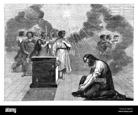 Illustration of Ezekiel's Vision of Judgment upon Jerusalem Ezekiel IX, 1-7 - a man wearing ... - illustration of ezekiel vision