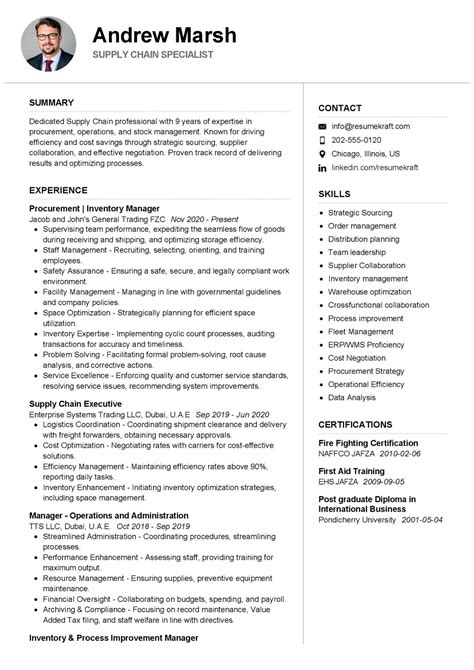 Supply Chain Specialist Resume Example in 2026 - ResumeKraft