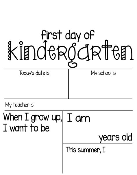 First Day Kindergarten Printables