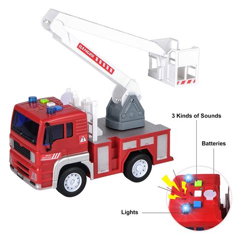 DAMEING Fire Trucks for Boys, Realistic Fire Engine Toys with Lights ...