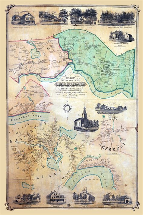 1854 Map of Salisbury & Amesbury Essex County Massachusetts - Etsy