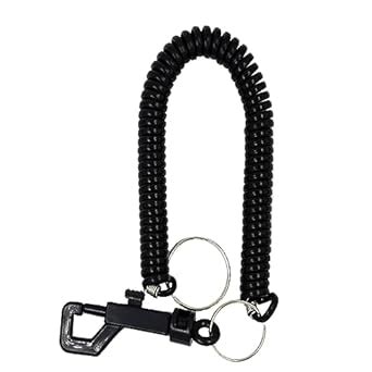 AFH Spiral Plastic Key Chain Black with Stretchable String Clip Holder ...