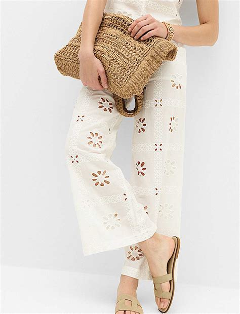 Buy Pure Cotton Cutwork Beach Trousers at Marks & Spencer