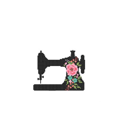 Buy Sewing Machine Silhouette Cross Stitch Pattern Floral Roses Online ...