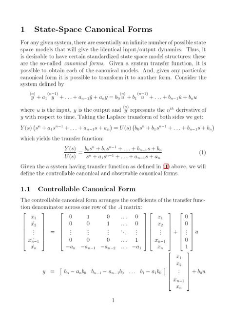 Canonical Forms in State Space Models for ECE 202: Lecture Notes - Studocu