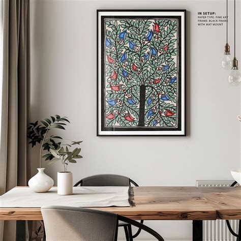 Tree and Birds Traditional Madhubani Art: Buy Madhubani Paintings & Art ...
