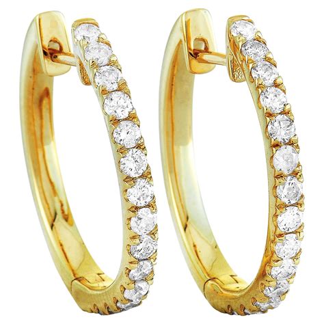 LB Exclusive 14K Yellow Gold 2.70 ct Diamond Hoop Earrings For Sale at ...