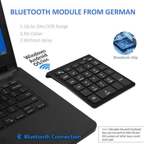 Rytaki Bluetooth Number Pad, Portable Wireless Bluetooth Keypad with ...