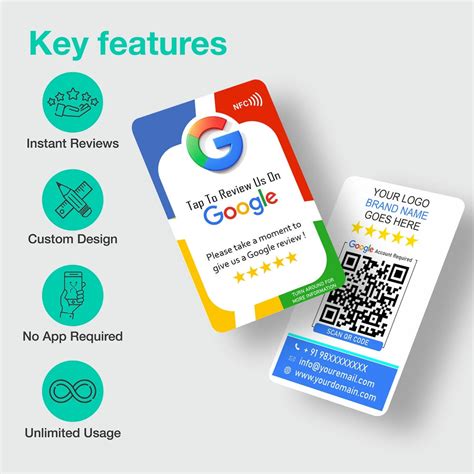 Clean White Google Review Card with QR Code & NFC Chip | Tap or Scan ...