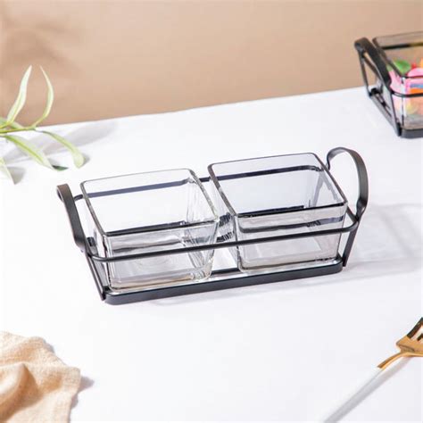 Clear Glass Bowl With Tray Set Of 3 200ml Online - Premium Section Bowl ...