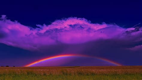 Download wallpaper 1920x1080 field, rainbow, clouds, nature full hd ...