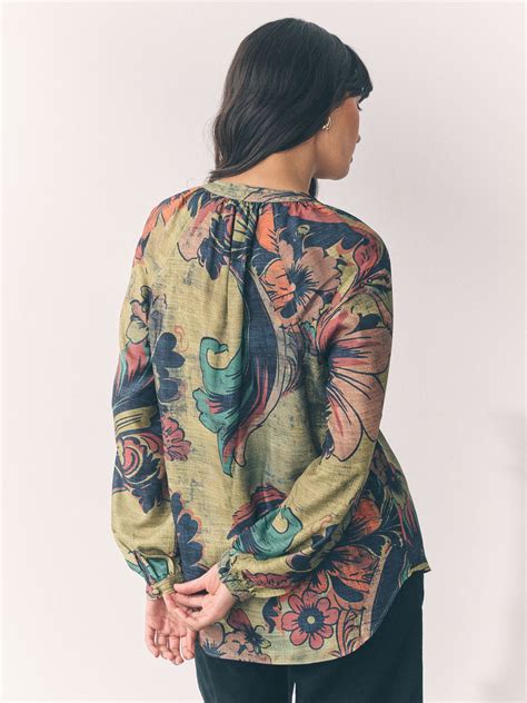 Buy Green Paisley Floral Long Sleeve V-Neck Blouse from Next India